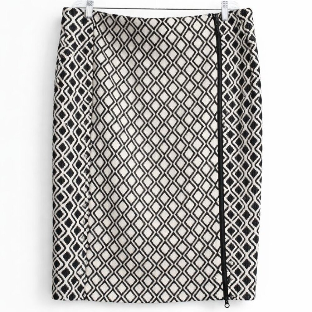 Lane Bryant Black & White Windowpane Jacquard Pencil Skirt • Size 16